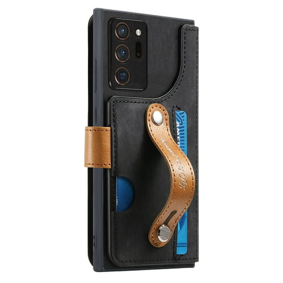 Decase Fashion Anti-Scratch Case for Samsung Galaxy Note 20 Ultra Shockproof Wallet Cover with RFID Blocking Wrist Strap Flip Credit Card Holder Slot, Folio PU Leather TPU Bumper Back Cover,Black