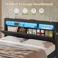 thumbnail image 5 of Floating King Bed Frame with LED Light and Charging Station,King Size Platform Bed with Hidden Storage Headboard,No Box Spring Needed, Dark Grey, 5 of 8