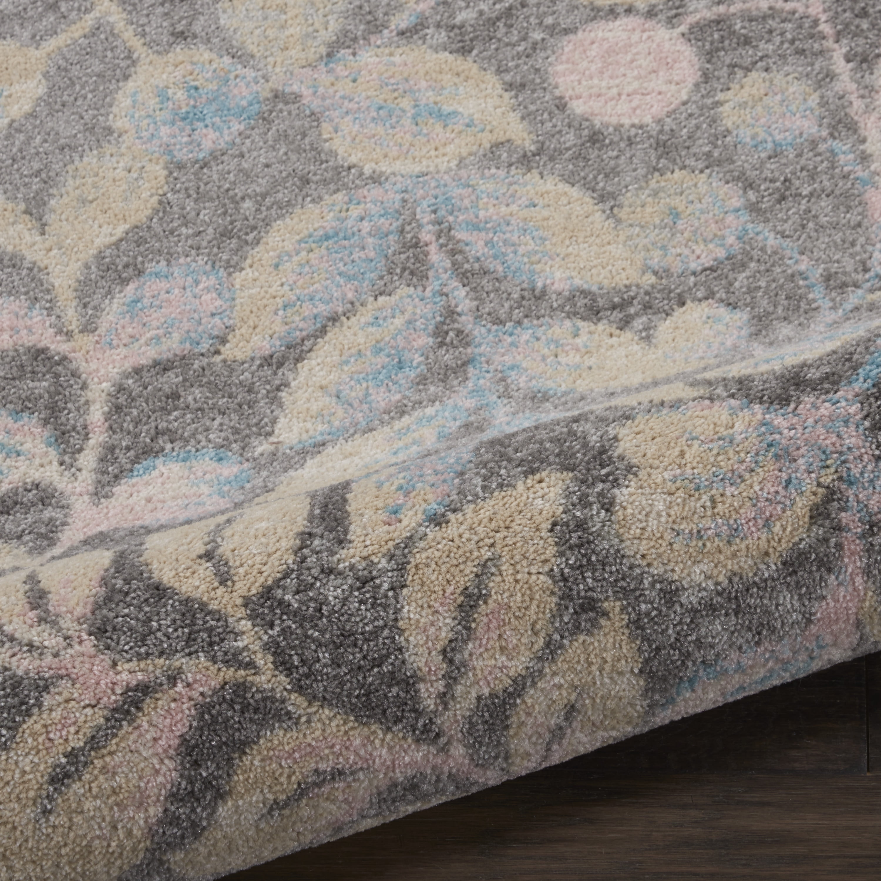 Serene Contemporary Botanical Grey/Beige 2'3" x 7'3" Area Rug, (2' x 7')