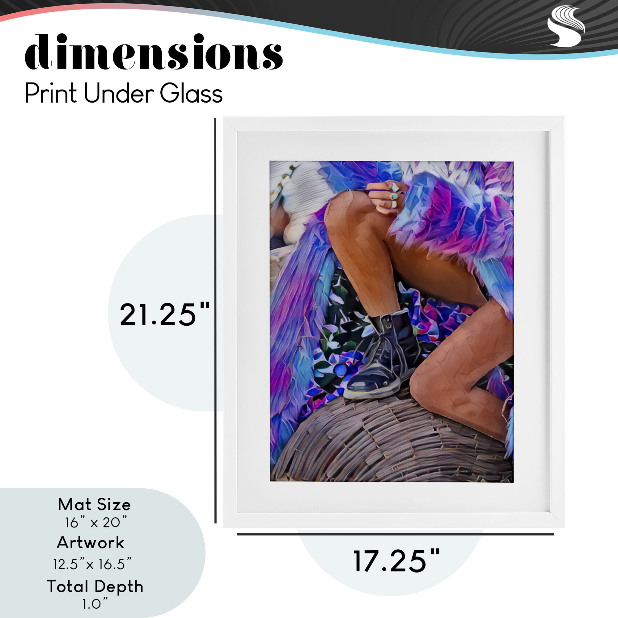 Purple Fur & Boots White Framed Print Under Glass, design by Jesse Keith