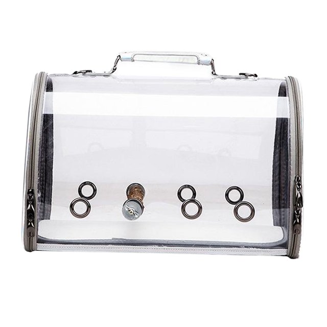 Clear Bird Travel Carrier loro Carrying Case con doble cremallera para plata Sunnimix Jaula para pájaros transparente