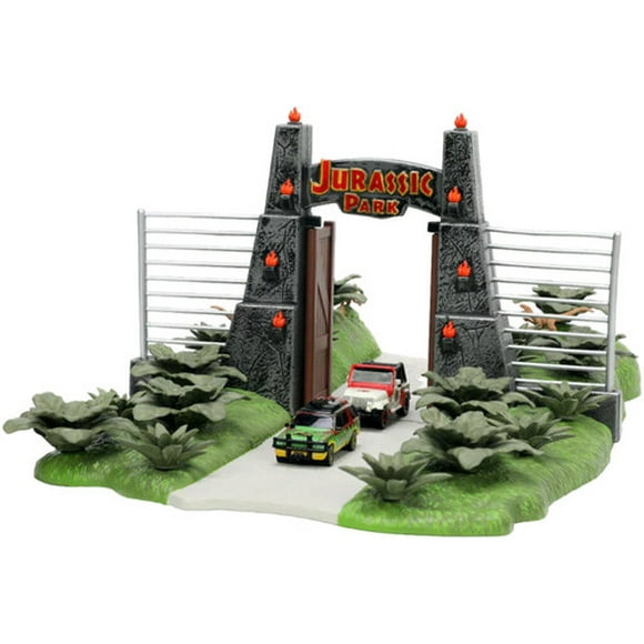 Jurassic Park Gate Diorama Nano Scene w/ 1.65 Inch Die-Cast Cars