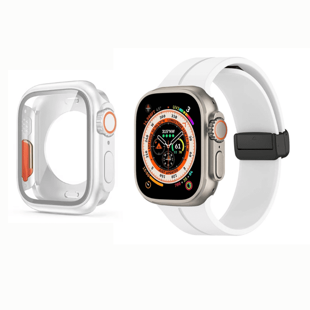 Correa de Silicona Deportiva para Apple Watch, Hebilla Magnética con Full Case, Compatible con Todas las Series