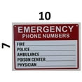 thumbnail image 2 of Emergency Phone Numbers Safety Sign - Fire, Police, Ambulance, Poison Center, Physician (Aluminium Rust Free 7x10)(ref-2022-4), 2 of 4
