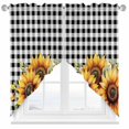 thumbnail image 2 of Farmhouse Sunflower Swag Curtain Valance for Windows, Country Floral Rustic Black Buffalo Plaid Window Treatments Short Swag Topper for Kitchen Windows Bathroom Bedroom, 28"x36", 2 of 8