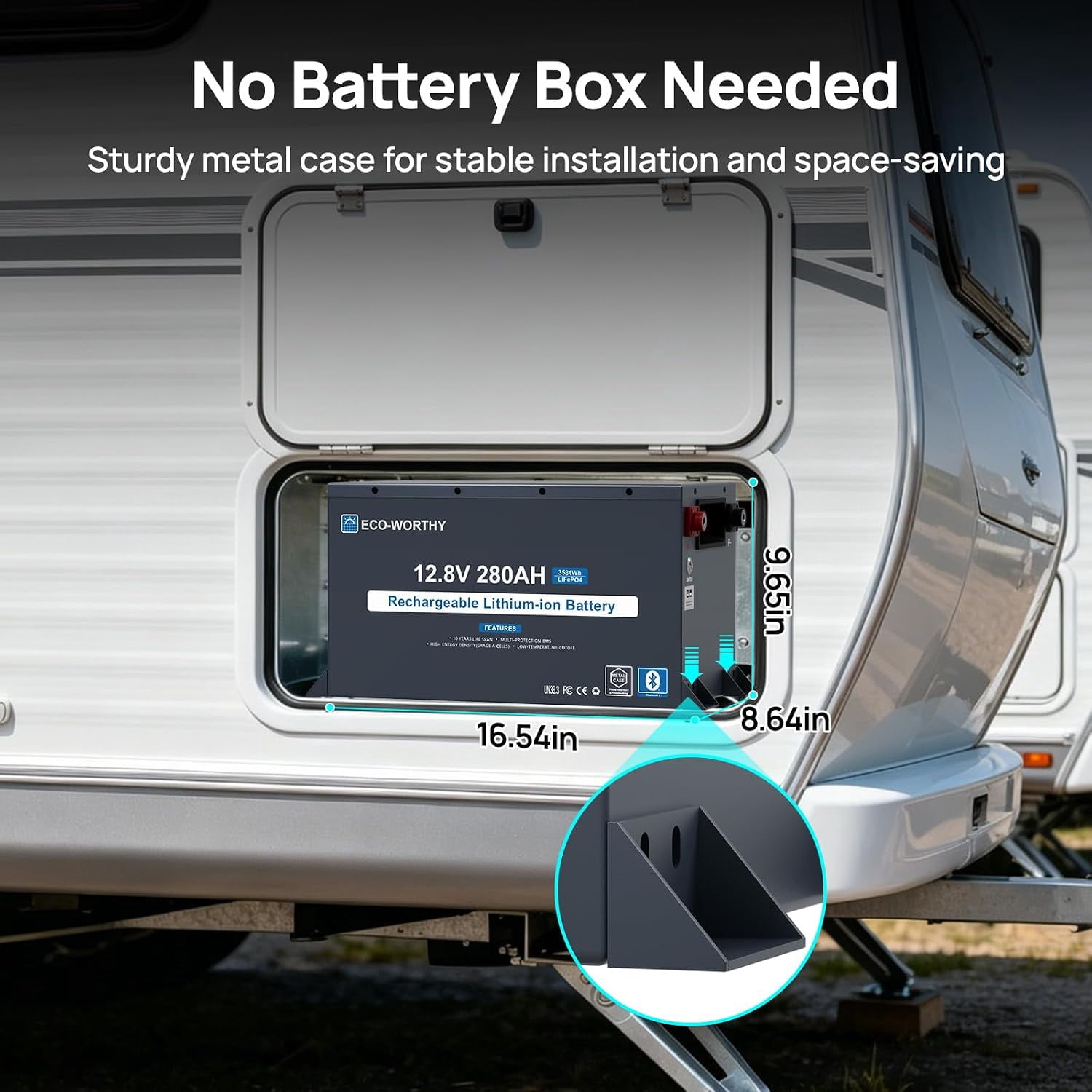 ECO-WORTHY 12V 280Ah 2 Pack Metal Case LiFePO4 Lithium Battery, Bluetooth, Low-Temp Protection, Built in 200A BMS, Off-Grid Solar, RV, Camper, Home
