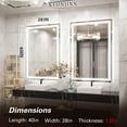 thumbnail image 4 of Keonjinn 40*28 inch LED Mirror with Anti-Fog Dimmable Function for Bathroom Modern Rectangular Large Wall Vanity Mirror with Lights(Horizontal/Vertical), 4 of 9