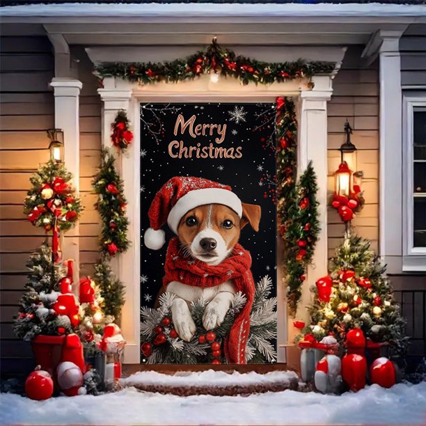 Navidad Puerta Adornos, Tapa Puerta Colgar, Decoración Fiesta, Terciopelo Doble Uso, Fácil Montaje, Para Salón, Christmas Door Cover Decoration Door Hanging Party Decoration Door Cover Tapestry,