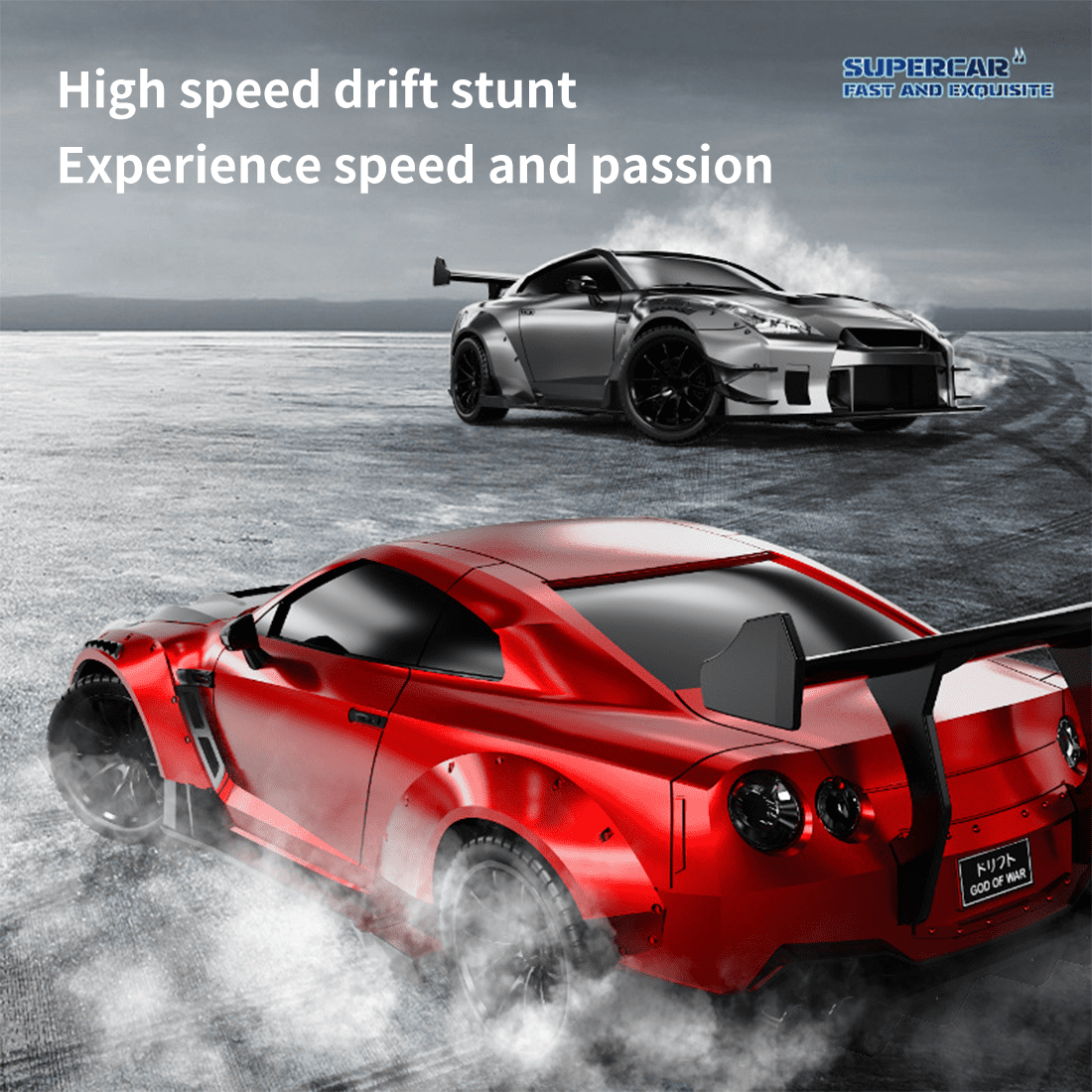1:20 Scale High-Speed Remote Control Drift Car with Realistic Lights, 2.4GHz 4WD RC Stunt Car, 50-80m Range, USB Rechargeable, Ready-to-Run Racing Toy for Teens & Adults