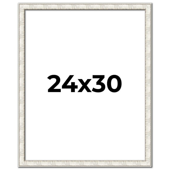 24x30 Contemporary White Wood Picture Frame - UV Acrylic, Foam Board Backing, & Hanging Hardware Included!