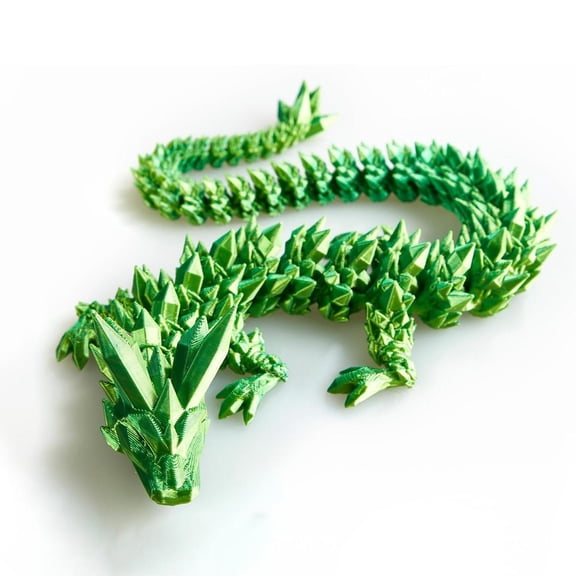 1PC GREEN 13CM 3D Printed Gem Crystal Dragon Figurine Gift Set with Colorful Decorations