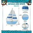 thumbnail image 2 of COTA Global Light Blue Stripes Sailboat Extra Small Decor – Handmade Wooden Boat Decor, Cute Beach Style Sail Boat Table Top Decor Living Room Centerpiece – 4.75 Inches, 2 of 7