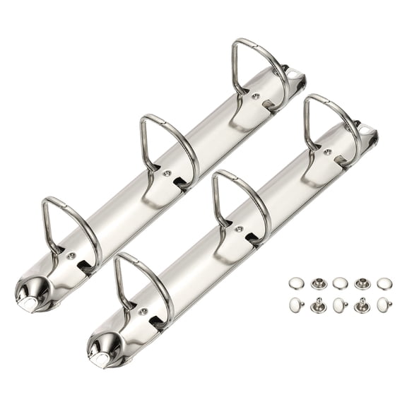 Uxcell A5 3 Hole Ring Binder Mechanisms, 2 Set 1.18" D Ring Replacement Binder Planner Loose Leaf Binding Spines for Organizers DIY Fill Paper Storage Folder Accessories, 26mm Silver Tone