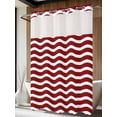 thumbnail image 4 of Red White No Hook Shower Curtain Waterproof, Bathroom Curtains with Snap in Liners and See Through Top Window, Modern Abstract Waves Water Ripple Striped Hotel Style Bathtub Curtains Shower 48"Wx72"L, 4 of 8