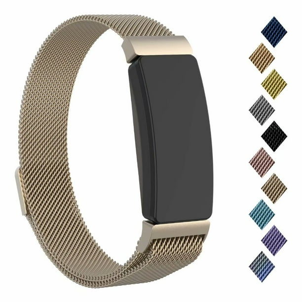 POY Compatible with Fitbit Inspire Hr Bands, Stainless Steel Replacement  for Fitbit Inspire and Ace 2 Metal Loop Bracelet Sweetproof Wristbands for  