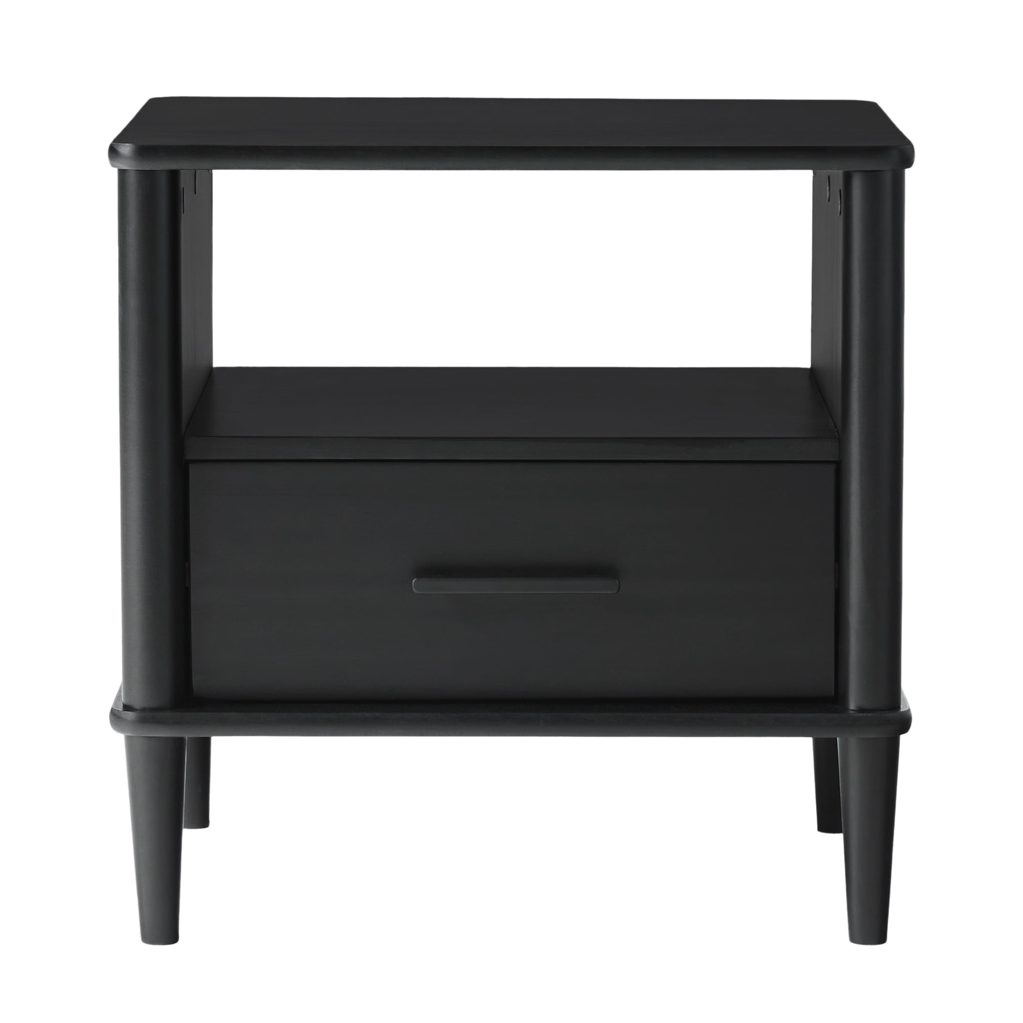 Walker Edison Transitional 1-Drawer Spindle-Leg Nightstand, Black