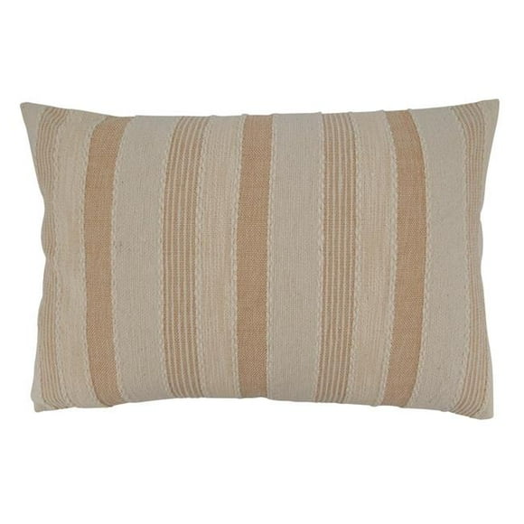 Saro Lifestyle 9120.I1624BP Coussin Oblong Rayé Rempli de Poly 16 x 24 Po, Ivoire