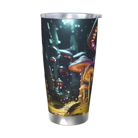 

Ocsxa Purple Glowing Mushroom Pattern 20oz Travel Coffee Mug with Flip Lid Stainless Steel Insulated Insulated Coffee Mug Thermal Cup with Splash Proof Sliding Lid-Without Straw