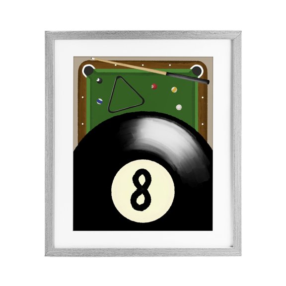 Stupell Industries Contemporary Billiard Table & Balls Gray Framed Print Under Glass, 13 x 16, by Jennifer Stith