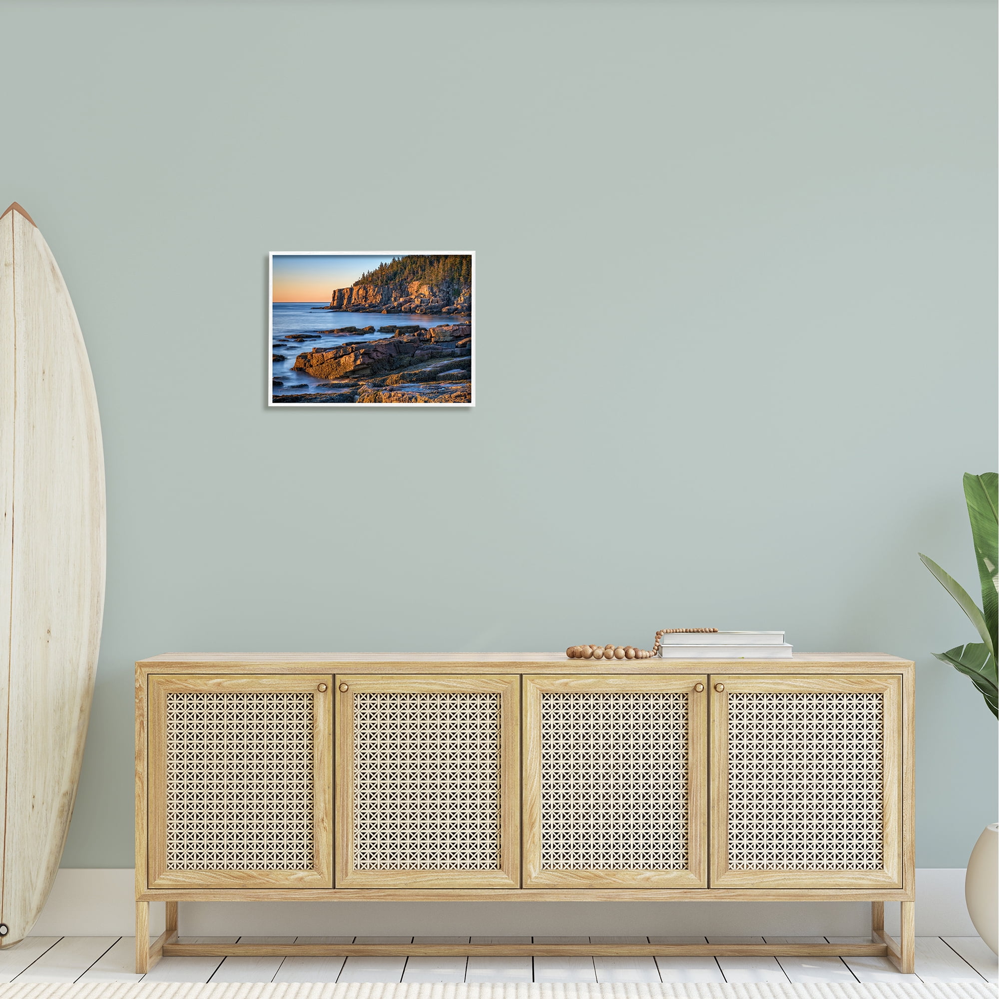 Stupell Rocky Cove Ocean Cliffs Landscape Photography White Framed Art Print Wall Art