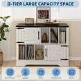 thumbnail image 4 of 39in Large Record Player Stand with Vinyl Storage, Farmhouse Wood Turntable Cabinet with 2 Barn Doors, Mid-Century Modern Record Storage Holds Up to 450 Albums for Living Room Bedroom- White, 4 of 7