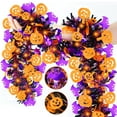 thumbnail image 3 of BinKFF Halloween Decorations, 6.5 FT Halloween Tinsel Garland with Orange Pumpkin Black Spider Purple Bat, Shiny Metallic Twist Garland for Home Tree Indoor Outdoor Party Decorations, 3 of 4