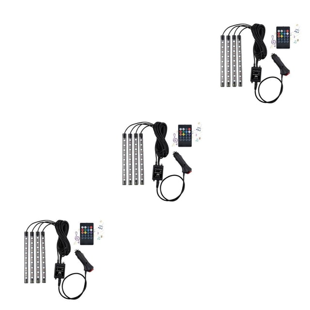 sweethay Tiras de luces LED para automóviles Interior debajo de la ventana del tablero Lámpara de ambiente Sonido activado Suministros para camiones RV 36smd Feuerzeuganschluss 3piezas sweethay CBP227750