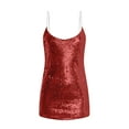 thumbnail image 3 of Babysbule Summer Dresses for Women Ladies Fashion Solid Color Sleeveless Sling Sexy Sequin V-Neck Dress, 3 of 5