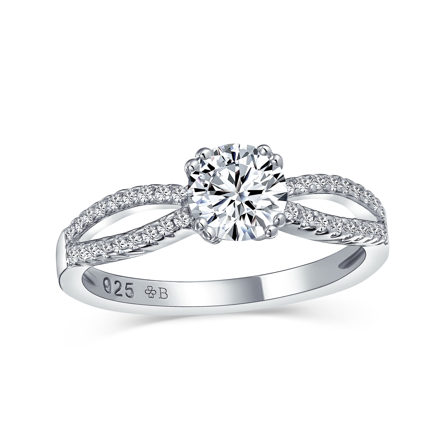Stunning AAA Cr Diamond Solitaire Ring In Sterling Silver 