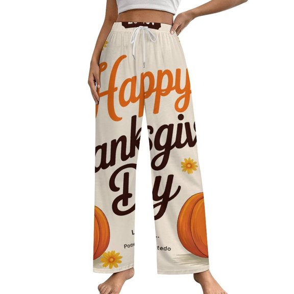 Fall Thanksgiving Pumpkin Pajama Pants Comfortable Elastic Waist Pajamas Fashion Sleepwear Bottoms Plus Size Homewear