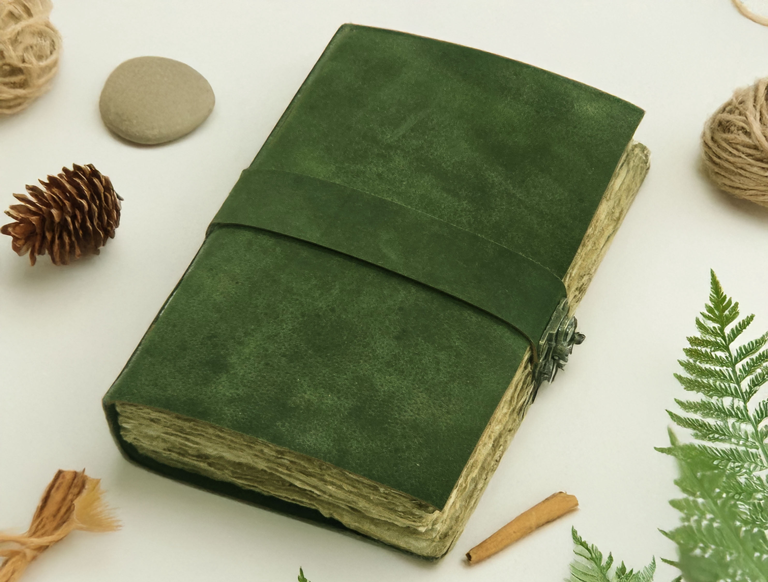 Leather Notebook, 200 Blank Deckle Edge Paper, Handmade Fancy Bound Journal For Women and Men