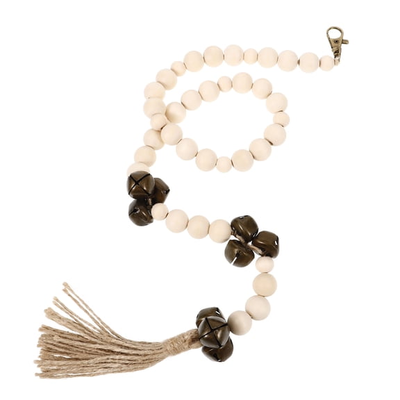Toyvian Beige Hanging Dog Training Bell with Wooden Beads Portable Pet Doorbell for Home Use