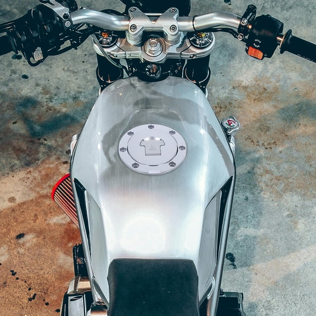 BEADCEST Tapón De De Gasolina Para Motocicleta Con Y Acabado Plateado