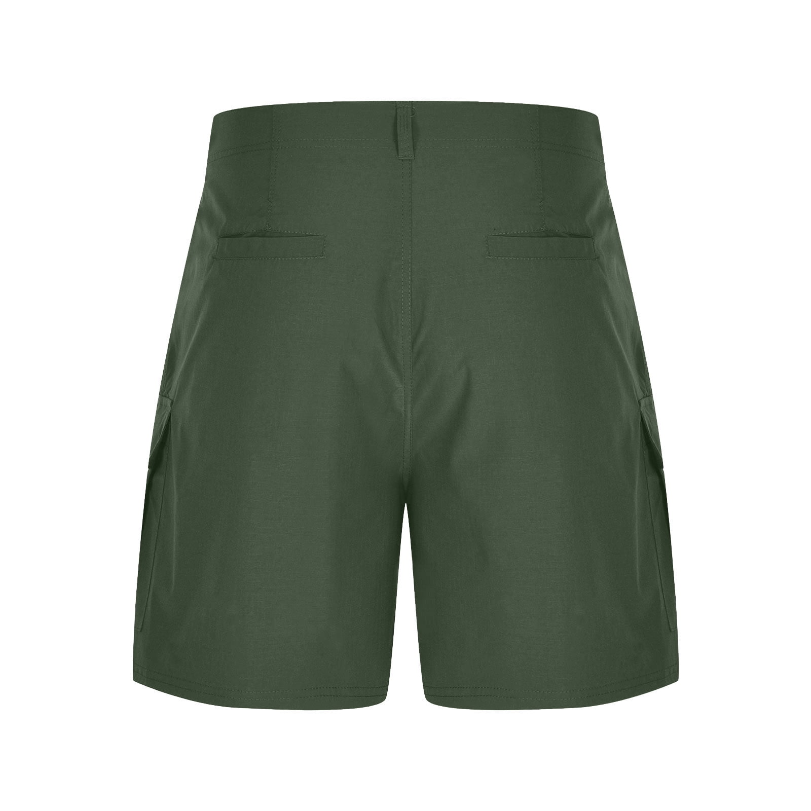 IYTR Men's Classic Cargo Stretch Short Pants Casual Solid Color Cargo Shorts Summer Outdoor Hiking Short Pants with Pockets (Army Green,XL)