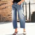 thumbnail image 6 of Letdown Barrel Jeans for Women Cropped Baggy High Waisted Jeans Stretchy Y2K Casual Comfort Ankle Wide Leg Denim Pants with Pockets, 6 of 9