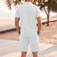 thumbnail image 5 of hotojiny Mens Summer Outfits 2 Piece Beach Vacation Set Plaid Short Sleeve Button down Shirts with Elastic Waist Shorts(White,X-Large), 5 of 7
