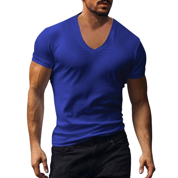 Camisa de algodón informal de color liso y manga corta para hombre - Material cómodo, para uso diario/fiestas, M-XXXL