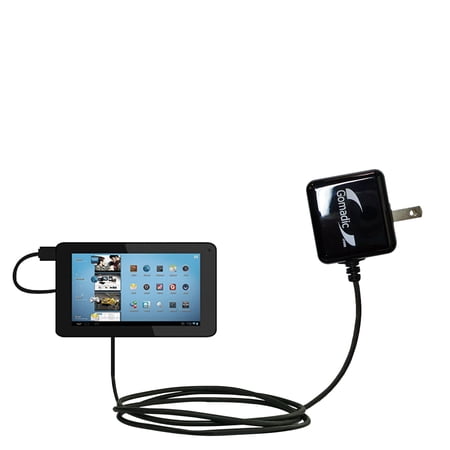 Gomadic Intelligent Compact AC Home Wall Charger suitable for the Coby Kyros MID 1048 - High output power with a convenient, foldable plug design - Us