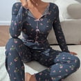 thumbnail image 4 of Warop Ensemble de Pyjama pour Femmes, Haut à Manches Longues à Col Rond à Imprimé Floral et Pantalon, Décontracté pour la Maison et le Sommeil, 4 of 7