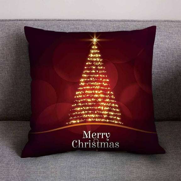 Under $5 EGNMCR Christmas Pillow Covers 18x18 for Xmas Decorations Snowflakes Plaid Check Christmas Tree Snow Winter Pillow Cases Winter Holiday Throw Pillows Decor for Couch