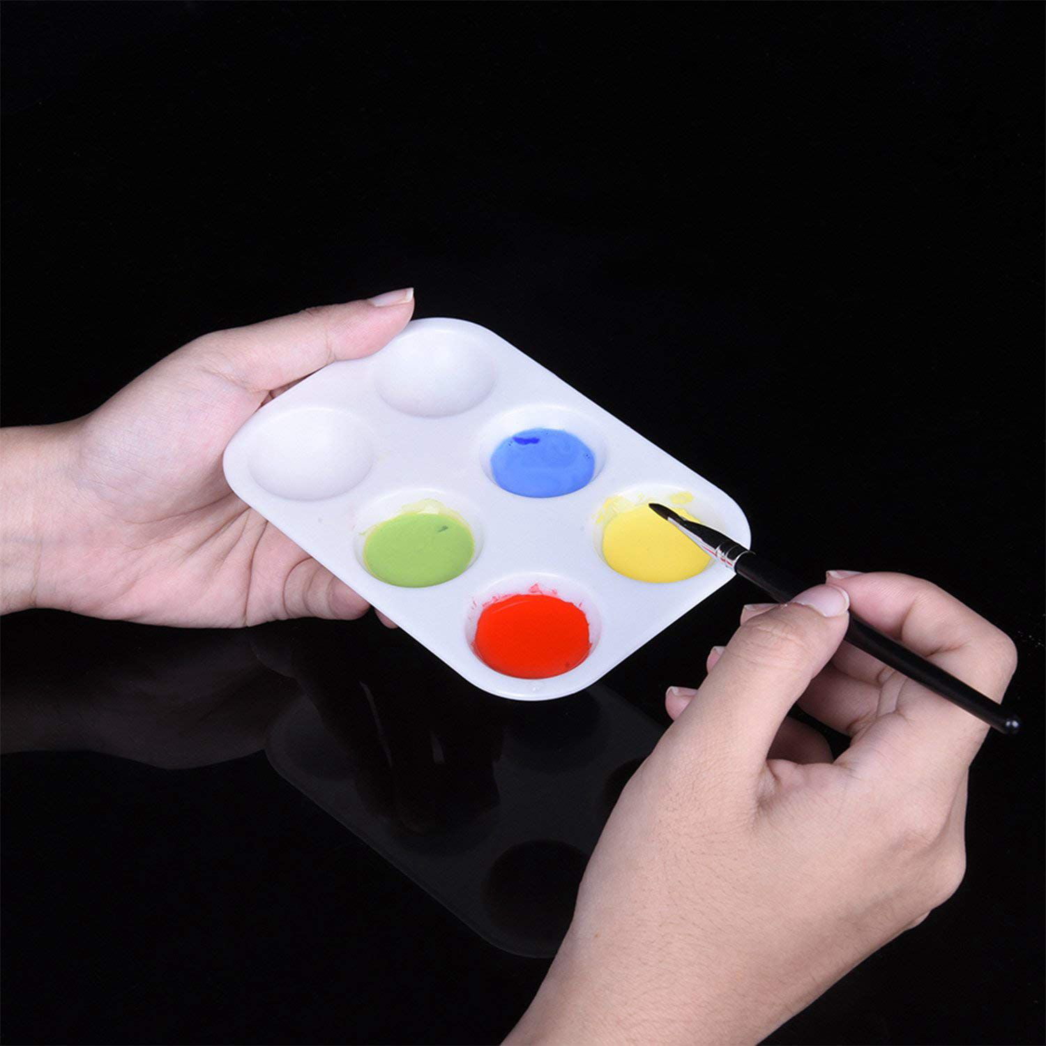 DAIKOYE 30 Pcs White Plastic Paint Palettes 6 Well Rectangular Watercolor Palette Painting Tray for Painting Party DIY Craft and Art Painting