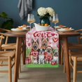 thumbnail image 2 of Valentine's Day Table Runner - 48 Inch Long, Kitchen Dining Table Runner Dresser Scarves, Funny Dogs Love Roses Spring Pink Plaid Farmhouse Decor for Coffee Tables Wedding Party Banquet, 2 of 8