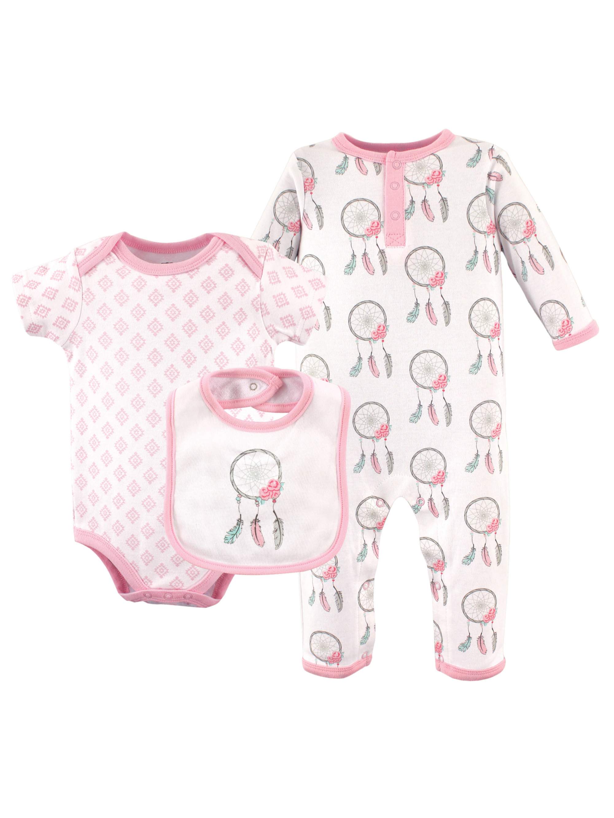 Hudson Baby - Newborn Baby Girls' 3-Piece Layette Set - Walmart.com ...