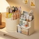 thumbnail image 4 of Caja de almacenamiento de cosméticos giratoria de 360 grados, organizador de maquillaje con portabrochas, cajón transparente, diseño vertical grande., 4 of 8