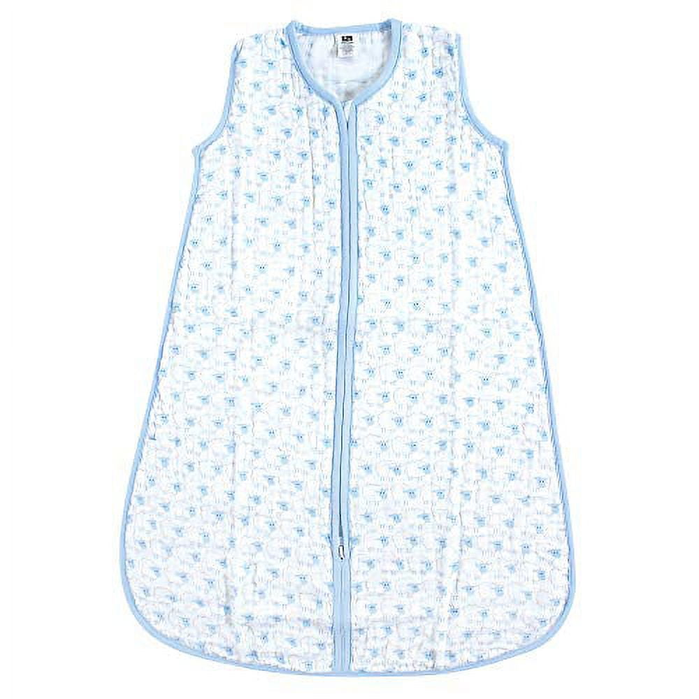 Hudson Baby Infant Boy Muslin Cotton Sleeveless Wearable Sleeping Bag, Sack, Blanket, Blue Sheep, 6-12 Months