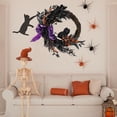 thumbnail image 5 of Lumiparty 20" Prelit Halloween Wreath for Front Door, with Purple Lights, Spooky Door Wreath with Ribbon Rose Berries Hanging Decor for Front Door Home Party Outside Decoration, Purple, 5 of 6
