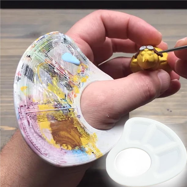 Paleta Mini mezclador portátil de acuarela y pintura acrílica para dedos con múltiples compartimentos para pintura artística, blanco, 1 unidad Rkxzt