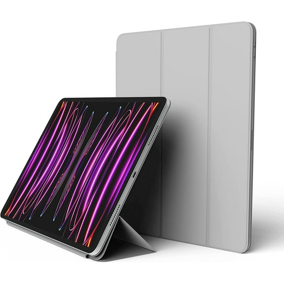 elago Magnetic Folio Case for iPad Pro 12-9 inch 6th, 5th, 4th Generation - Back plate can be attached to metal materials, Compatible with Apple Pencil and elago’s Pencil case (Light Grey)