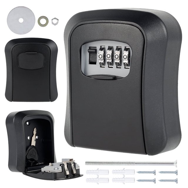 Caja ignífuga Miuline con cerradura, caja de seguridad para llaves, caja de seguridad para llaves de pared con combinación de 4 dígitos para guardar llaves en interiores y exteriores, oficinas y