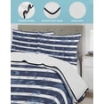 thumbnail image 4 of Quilts Twin-XL Size Bedding Set, Nautical Striped Lightweight Quilted Comforter, Summer Coastal Ocean Navy Blue White Soft Reversible Bedspread Coverlet with Pillow Covers for All Season, 68" x 98", 4 of 7